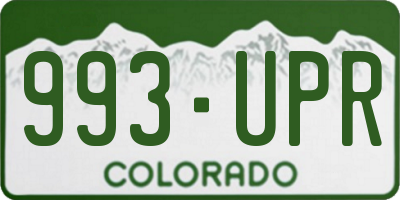 CO license plate 993UPR