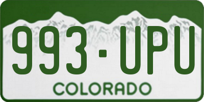 CO license plate 993UPU