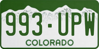 CO license plate 993UPW
