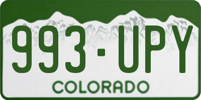 CO license plate 993UPY