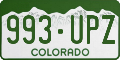 CO license plate 993UPZ