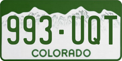 CO license plate 993UQT