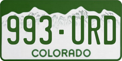 CO license plate 993URD