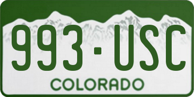 CO license plate 993USC