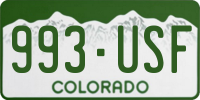 CO license plate 993USF