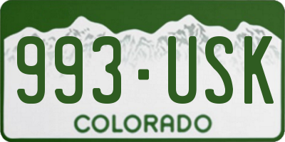 CO license plate 993USK
