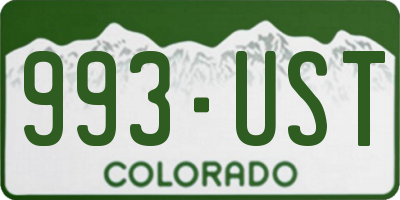 CO license plate 993UST