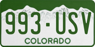 CO license plate 993USV