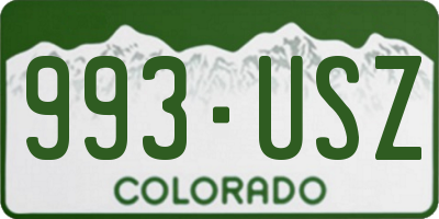 CO license plate 993USZ