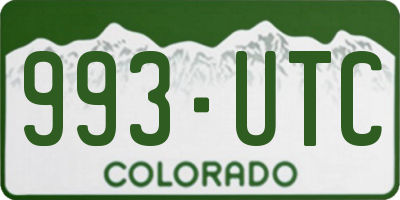 CO license plate 993UTC