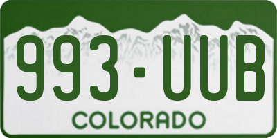 CO license plate 993UUB