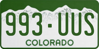 CO license plate 993UUS