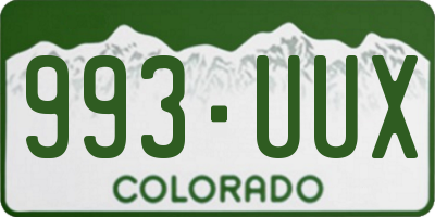 CO license plate 993UUX