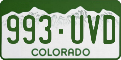 CO license plate 993UVD