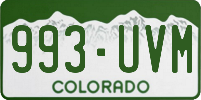 CO license plate 993UVM