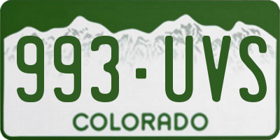 CO license plate 993UVS