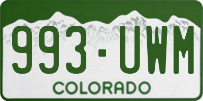 CO license plate 993UWM