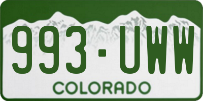 CO license plate 993UWW