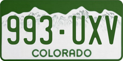 CO license plate 993UXV