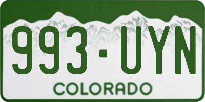 CO license plate 993UYN