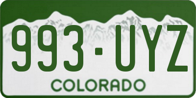 CO license plate 993UYZ