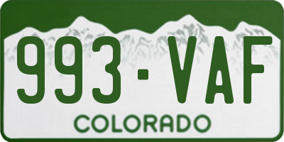 CO license plate 993VAF
