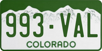 CO license plate 993VAL