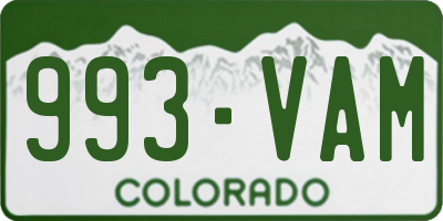 CO license plate 993VAM