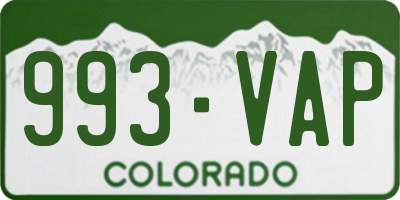 CO license plate 993VAP