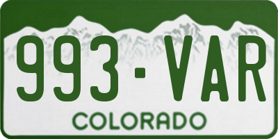 CO license plate 993VAR