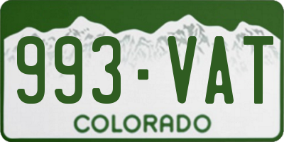 CO license plate 993VAT