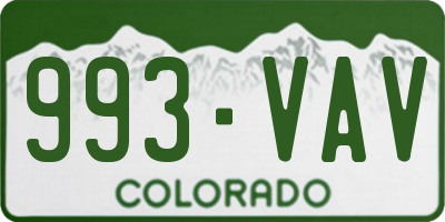 CO license plate 993VAV