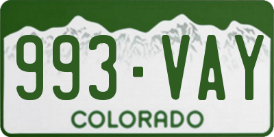 CO license plate 993VAY
