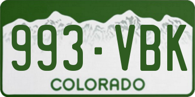 CO license plate 993VBK