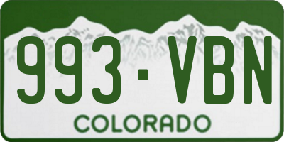 CO license plate 993VBN