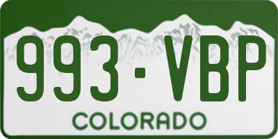 CO license plate 993VBP