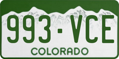 CO license plate 993VCE
