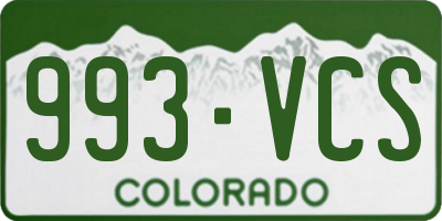 CO license plate 993VCS