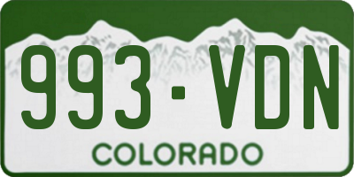 CO license plate 993VDN