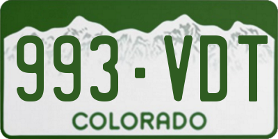 CO license plate 993VDT