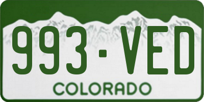 CO license plate 993VED