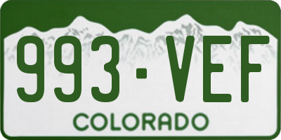 CO license plate 993VEF
