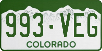 CO license plate 993VEG