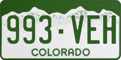 CO license plate 993VEH