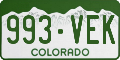 CO license plate 993VEK