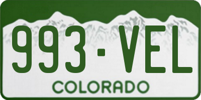 CO license plate 993VEL