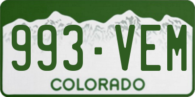 CO license plate 993VEM
