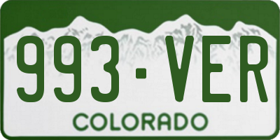 CO license plate 993VER