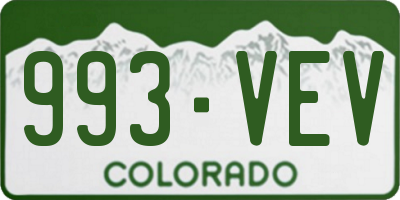 CO license plate 993VEV