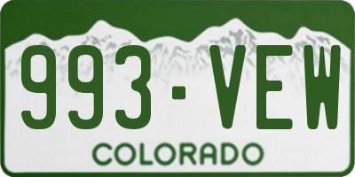 CO license plate 993VEW